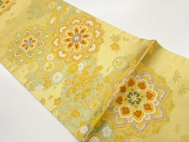 JAPANESE FUKURO OBI / WOVEN CLOUD & FLOWER CREST